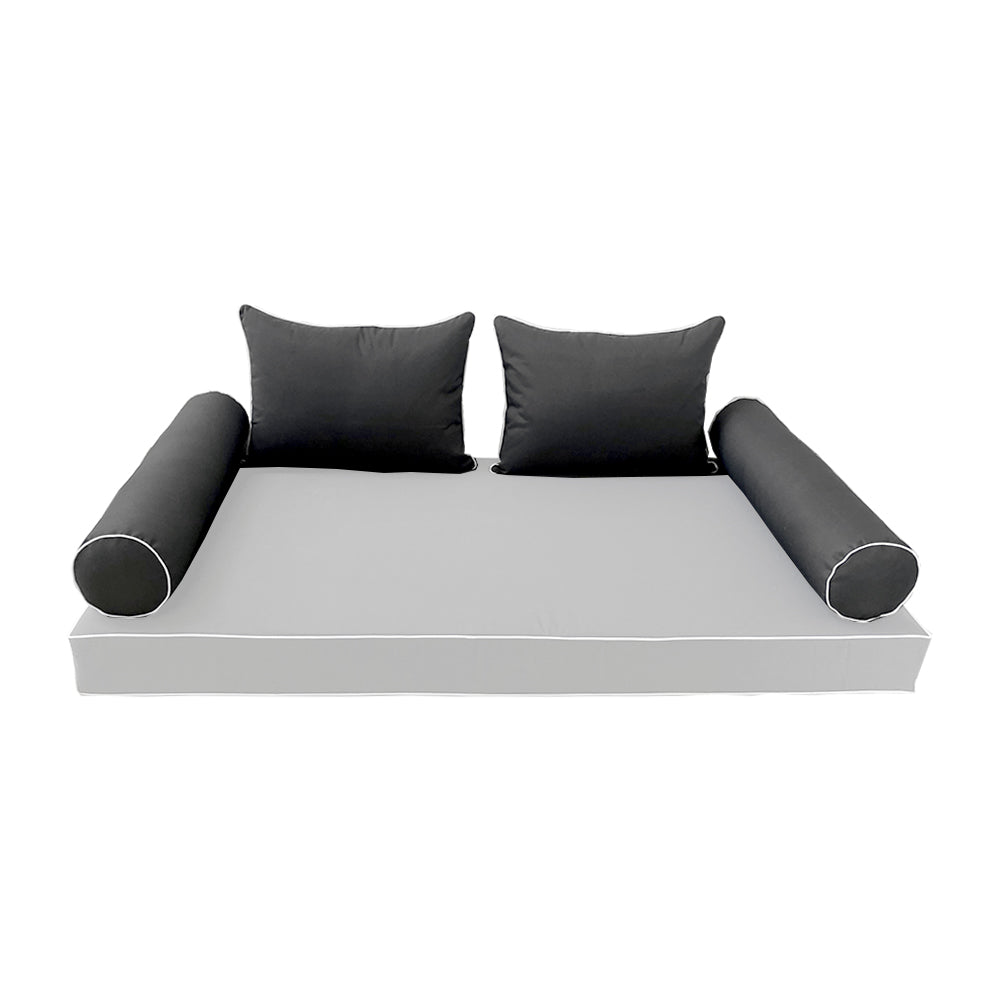 STYLE 4 Pillow & Bolster Cushion for Outdoor Indoor Daybed Porch Swing Bed Full Size | COVERS ONLY |