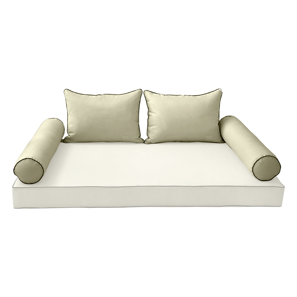 STYLE 4 Pillow & Bolster Cushion for Outdoor Indoor Daybed Porch Swing Bed Full Size | COVERS ONLY |