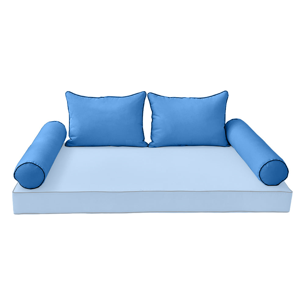 STYLE 4 Pillow & Bolster Cushion for Outdoor Indoor Daybed Porch Swing Bed Full Size | COVERS ONLY |