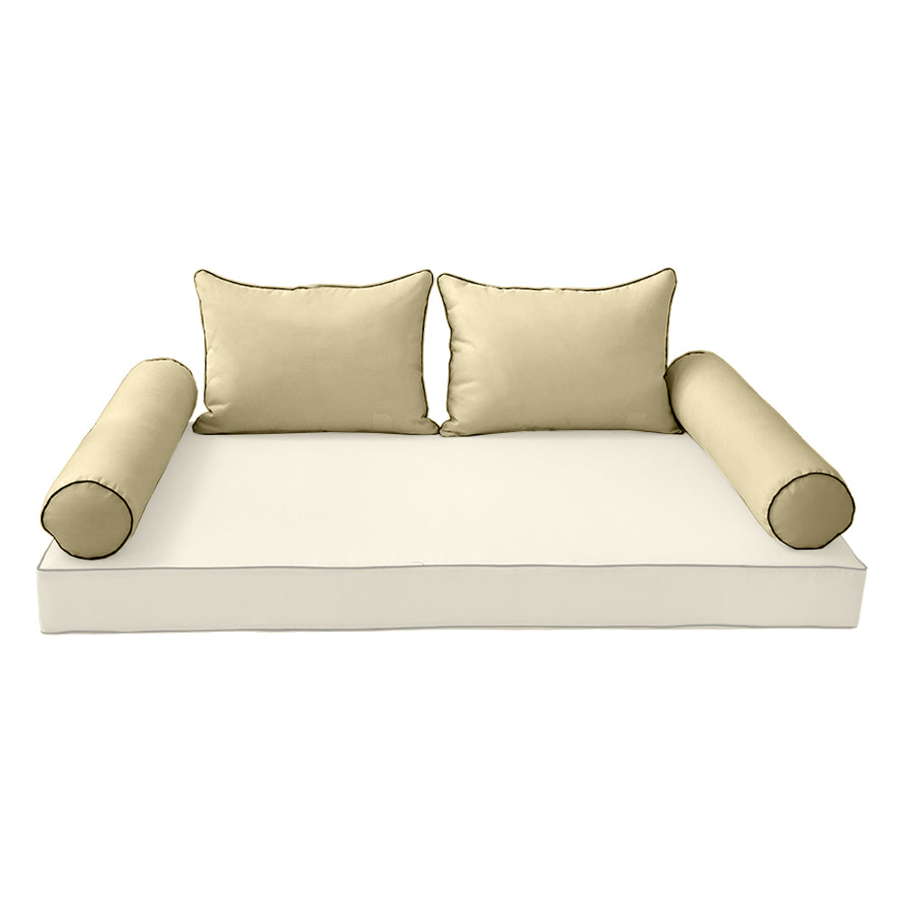 STYLE 4 Pillow & Bolster Cushion for Outdoor Indoor Daybed Porch Swing Bed Full Size | COVERS ONLY |