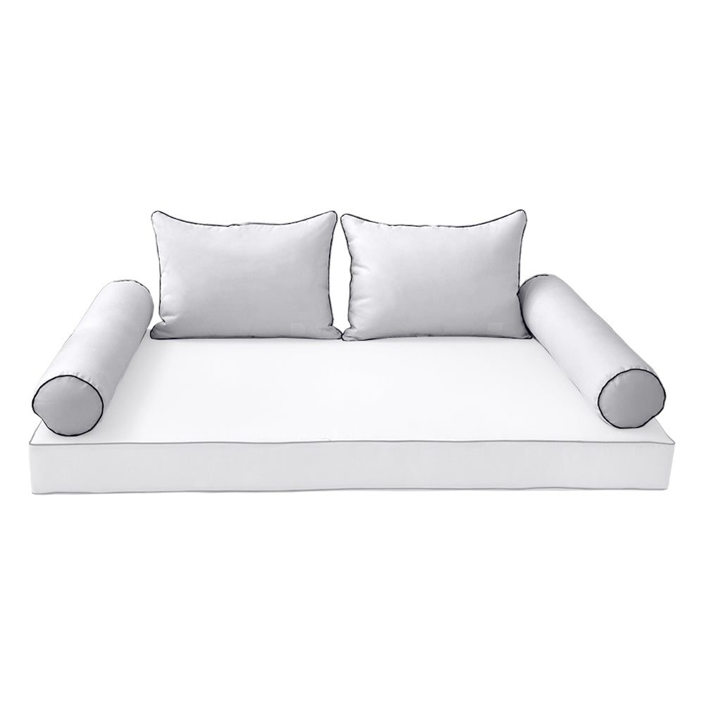 STYLE 4 Pillow & Bolster Cushion for Outdoor Indoor Daybed Porch Swing Bed Full Size | COVERS ONLY |