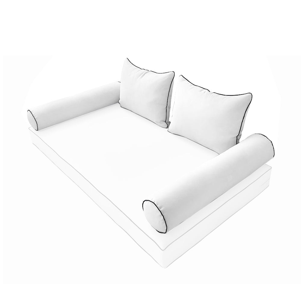 STYLE 4 Pillow & Bolster Cushion for Outdoor Indoor Daybed Porch Swing Bed Full Size | COVERS ONLY |