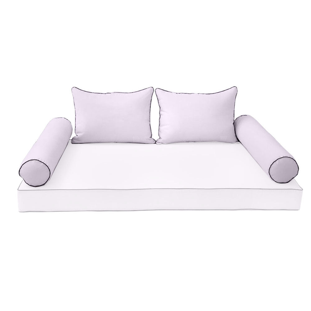 STYLE 4 Pillow & Bolster Cushion for Outdoor Indoor Daybed Porch Swing Bed Full Size | COVERS ONLY |