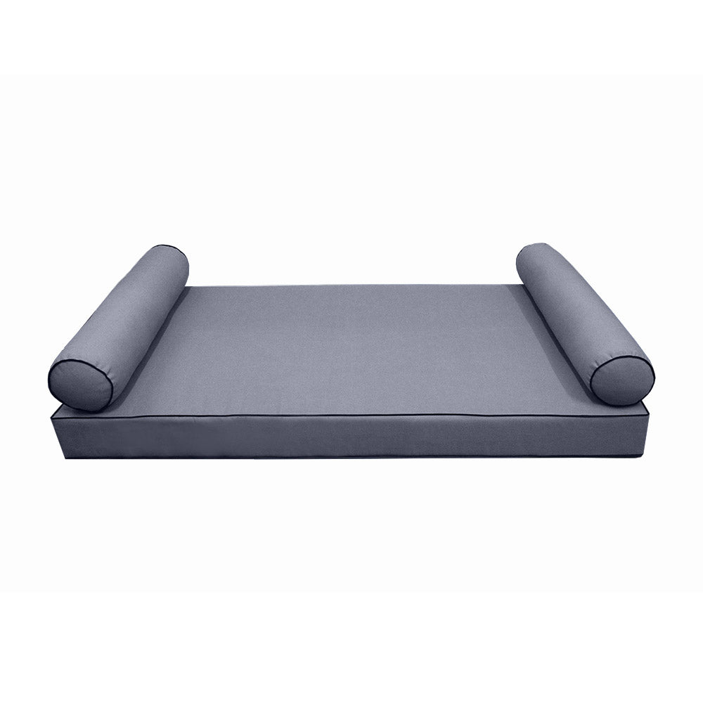 Style5 Full Size 3PC Contrast Pipe Trim Outdoor Daybed Mattress Cushion Bolster Pillow Slip Cover COMPLETE SET AD001