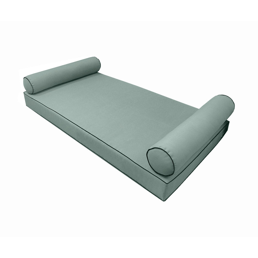 STYLE 5 - Mattress & Pillow Bolster for Outdoor Indoor Daybed Porch Swing Bed Contrast Trim Full Size AD002 | COVERS ONLY |