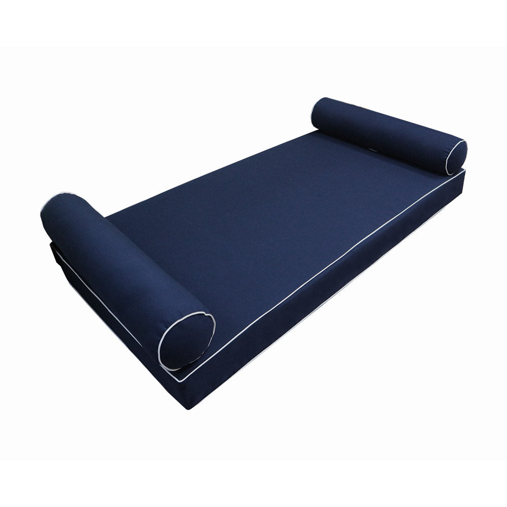 Modern outdoor daybed cushion set with two bolsters and two pillows, ideal for patio, porch, or indoor lounge spaces. — cover only