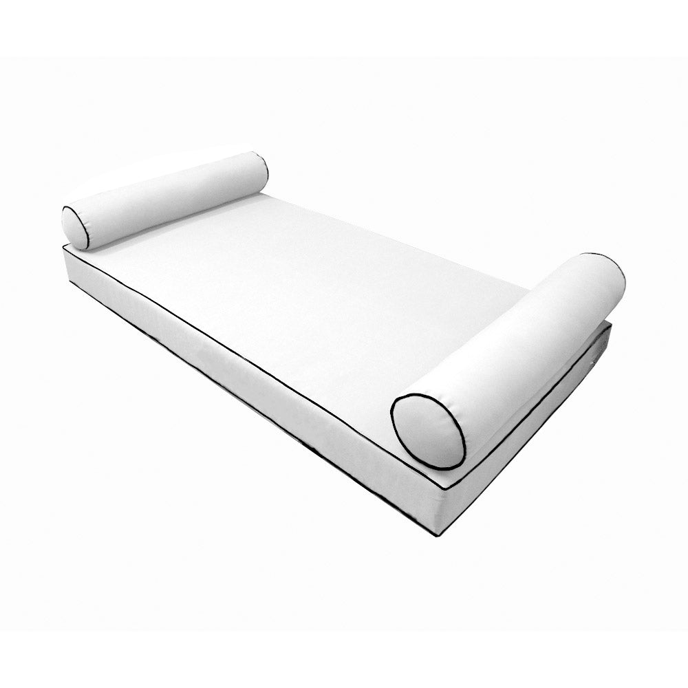 Style5 Crib Size 3PC Contrast Pipe Trim Outdoor Daybed Mattress Cushion Bolster Pillow Slip Cover COMPLETE SET AD106