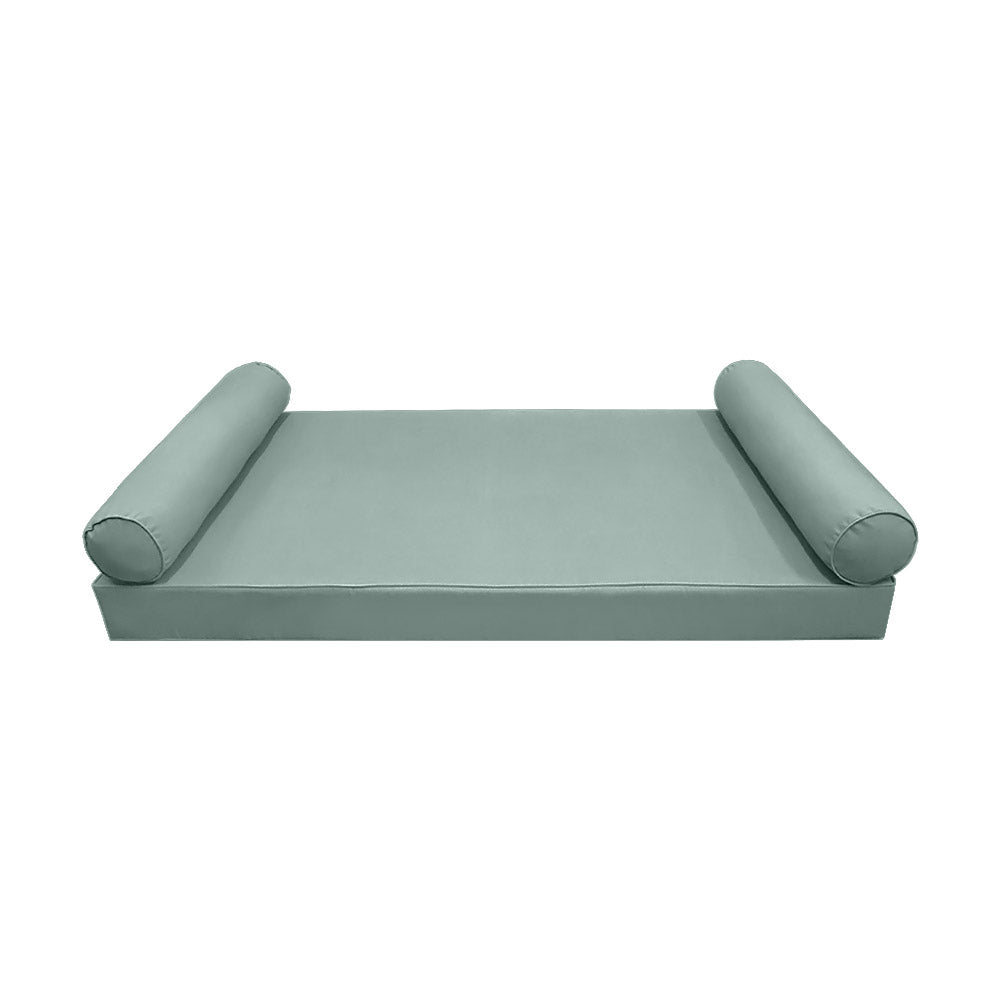 STYLE 5 - Mattress & Pillow Bolster for Outdoor Indoor Daybed Porch Swing Bed Piped Trim Queen Size AD002 | COVERS ONLY |