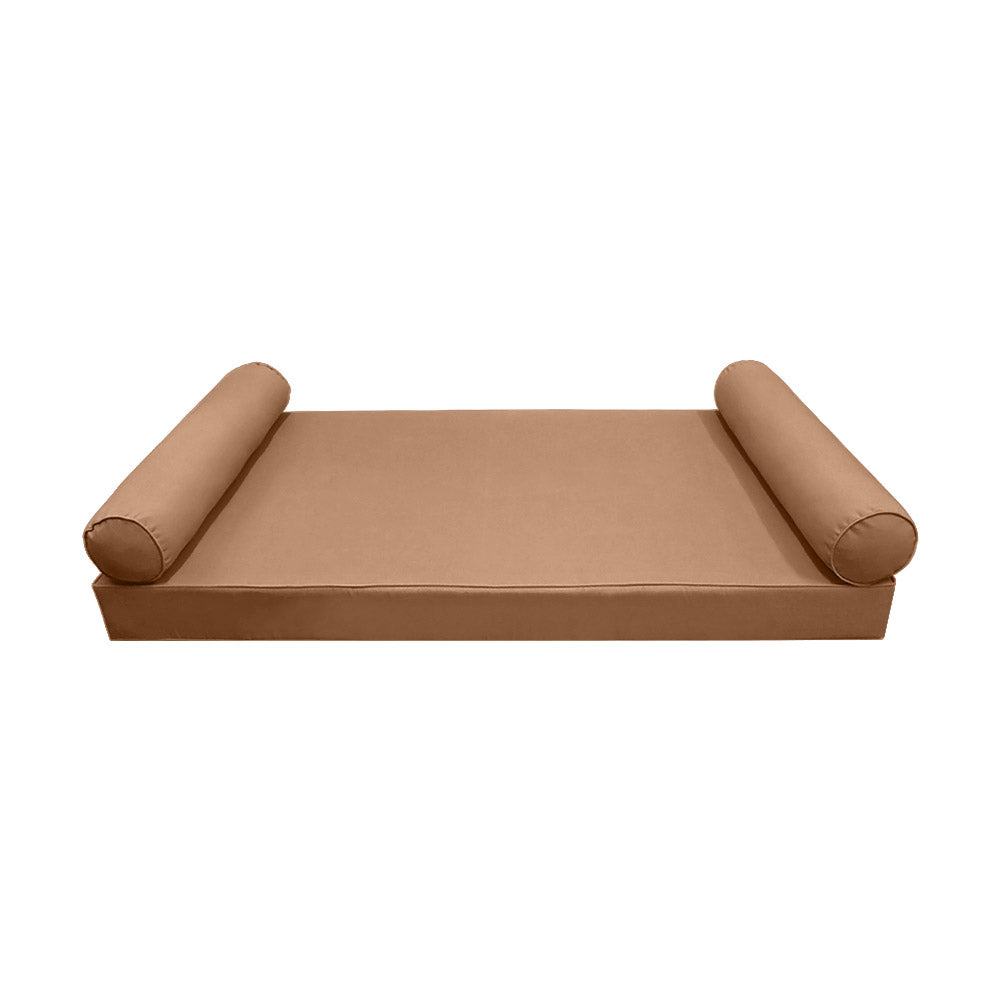 STYLE 5 - Mattress & Pillow Bolster for Outdoor Indoor Daybed Porch Swing Bed Piped Trim Twin Size AD104 | COVERS ONLY |