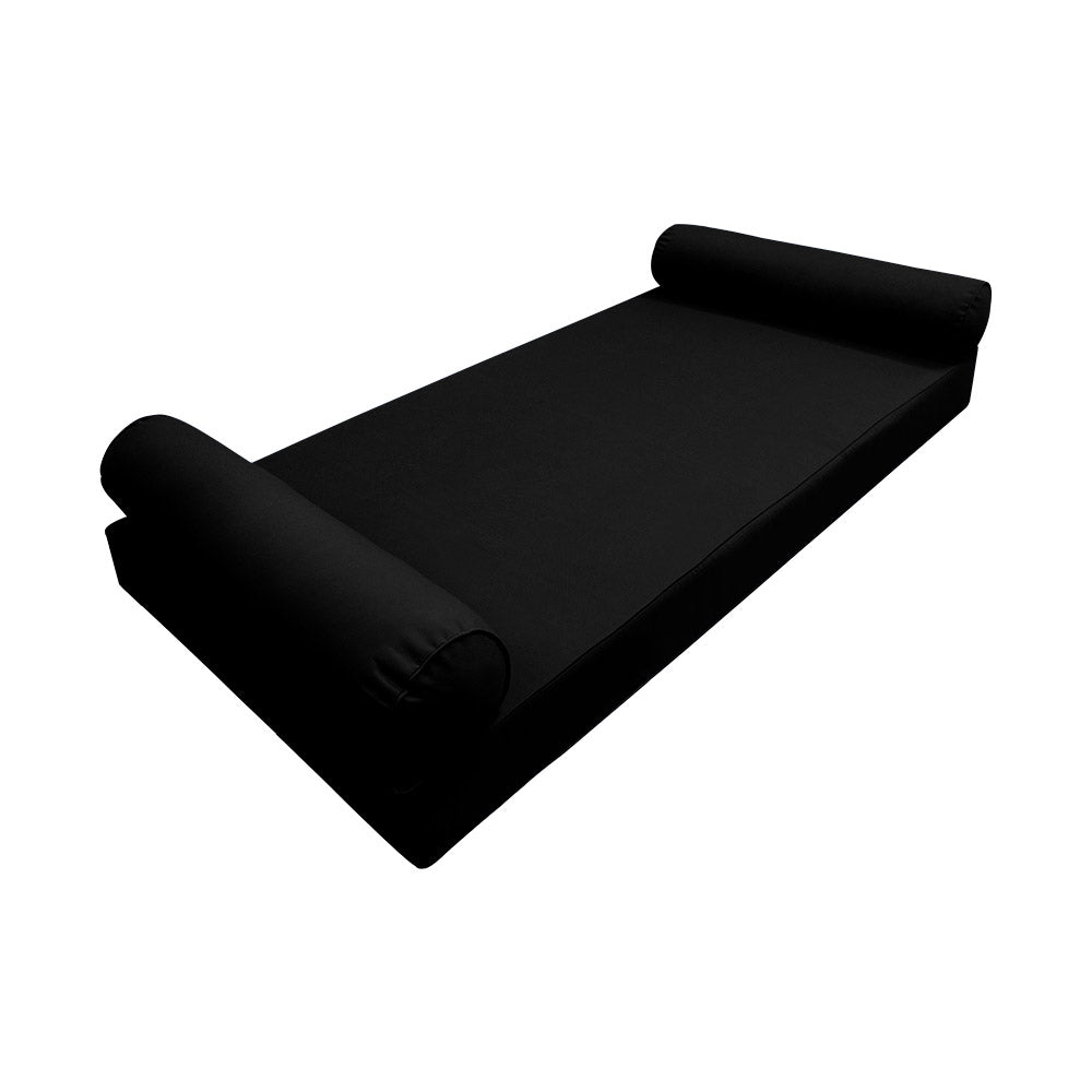 STYLE 5 - Mattress & Pillow Bolster for Outdoor Indoor Daybed Porch Swing Bed Piped Trim Full Size AD109 | COVERS ONLY |