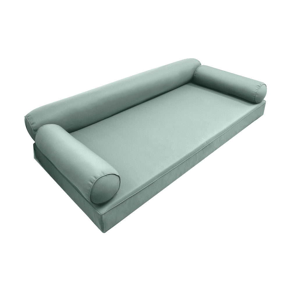 STYLE 6 - Mattress & Pillow Bolster for Outdoor Indoor Daybed Porch Swing Bed Piped Trim Queen Size AD002 | COVERS ONLY |
