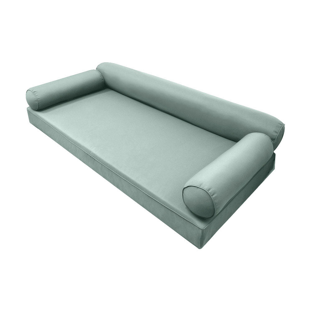 STYLE 6 - Mattress & Pillow Bolster for Outdoor Indoor Daybed Porch Swing Bed Piped Trim Twin Size AD002| COVERS ONLY |