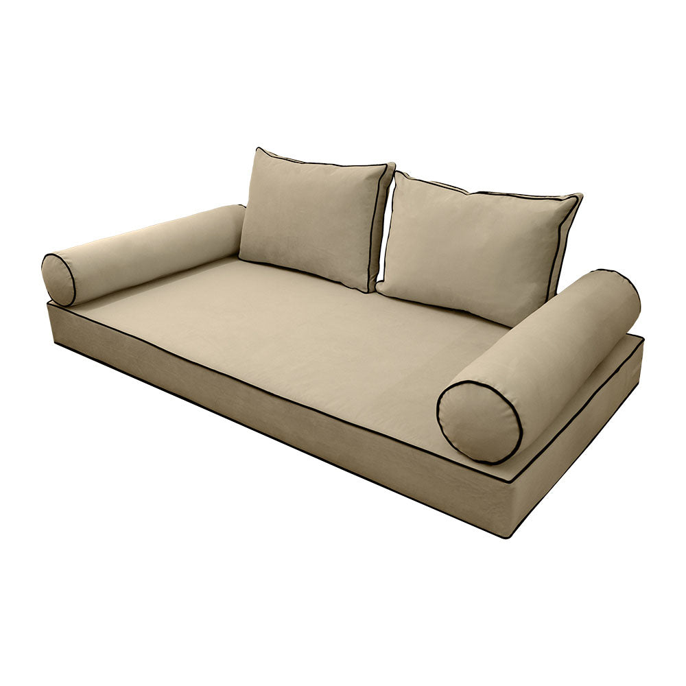 STYLE V1 - Velvet Indoor Daybed Mattress Bolster Backrest Cushion Pillow |COVERS ONLY|