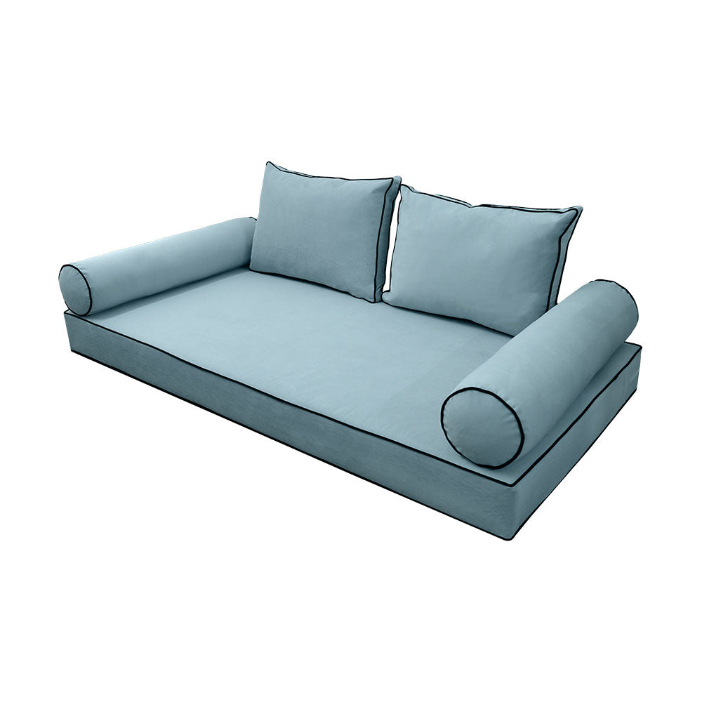 STYLE V1 - Velvet Indoor Daybed Mattress Bolster Backrest Cushion Pillow |COVERS ONLY|