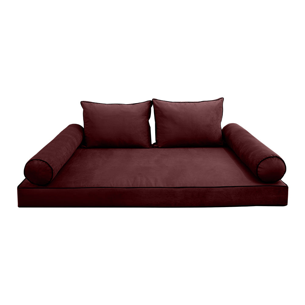 STYLE V1 - Velvet Indoor Daybed Mattress Bolster Backrest Cushion Pillow |COVERS ONLY|