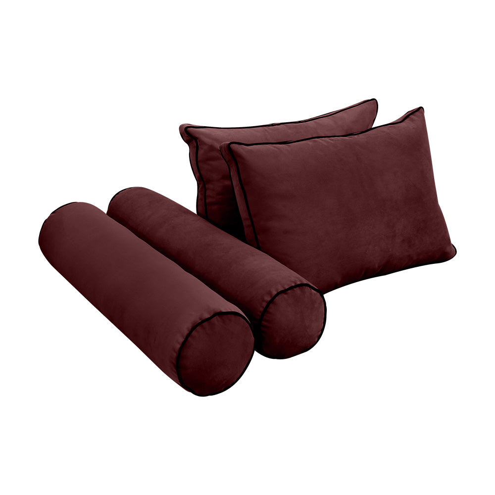 STYLE V1 - Velvet Indoor Daybed Mattress Bolster Backrest Cushion Pillow |COVERS ONLY|