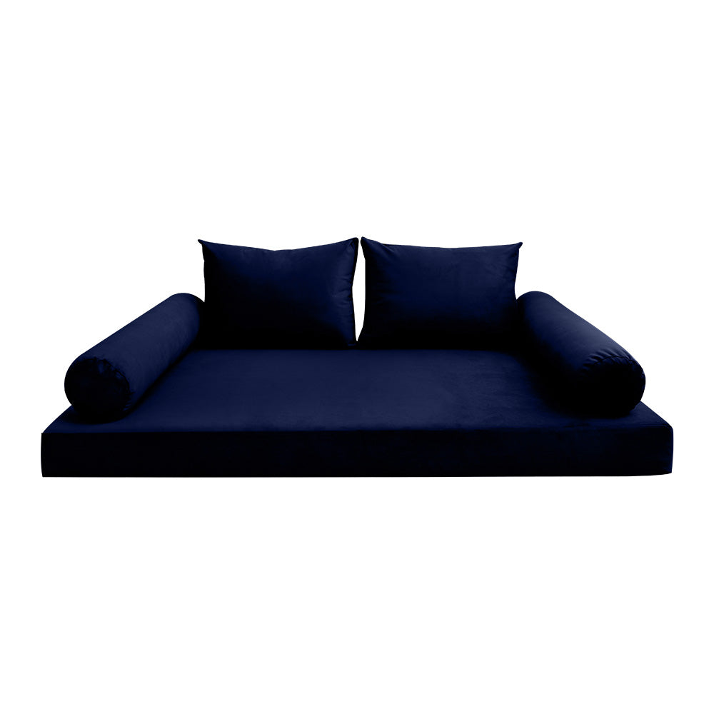 STYLE V1 - Velvet Indoor Daybed Mattress Bolster Backrest Cushion Pillow |COVERS ONLY|