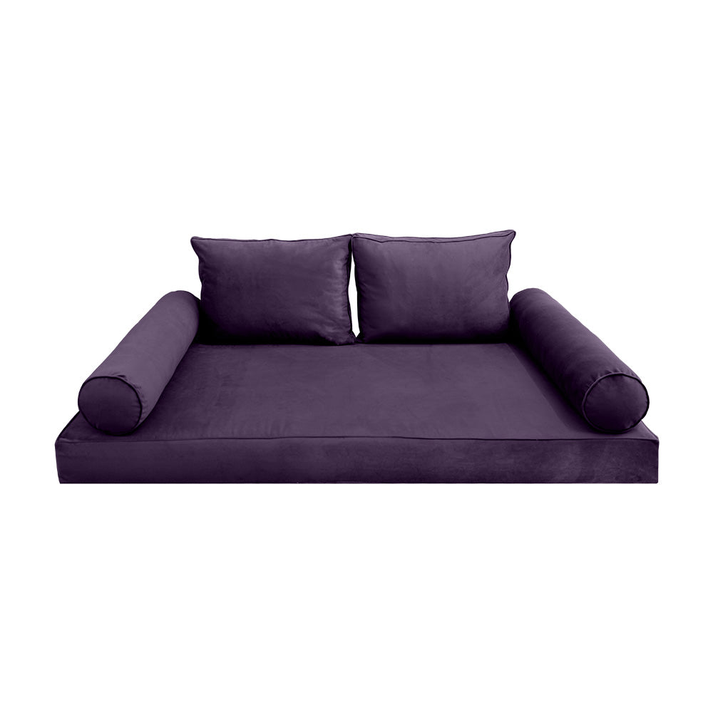 STYLE V1 - Velvet Indoor Daybed Mattress Bolster Backrest Cushion Pillow |COVERS ONLY|
