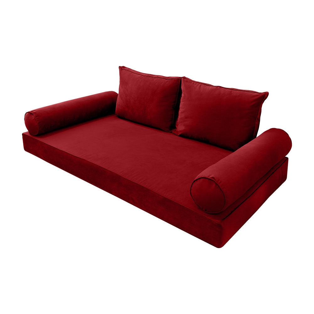 STYLE V1 - Velvet Indoor Daybed Mattress Bolster Backrest Cushion Pillow |COVERS ONLY|