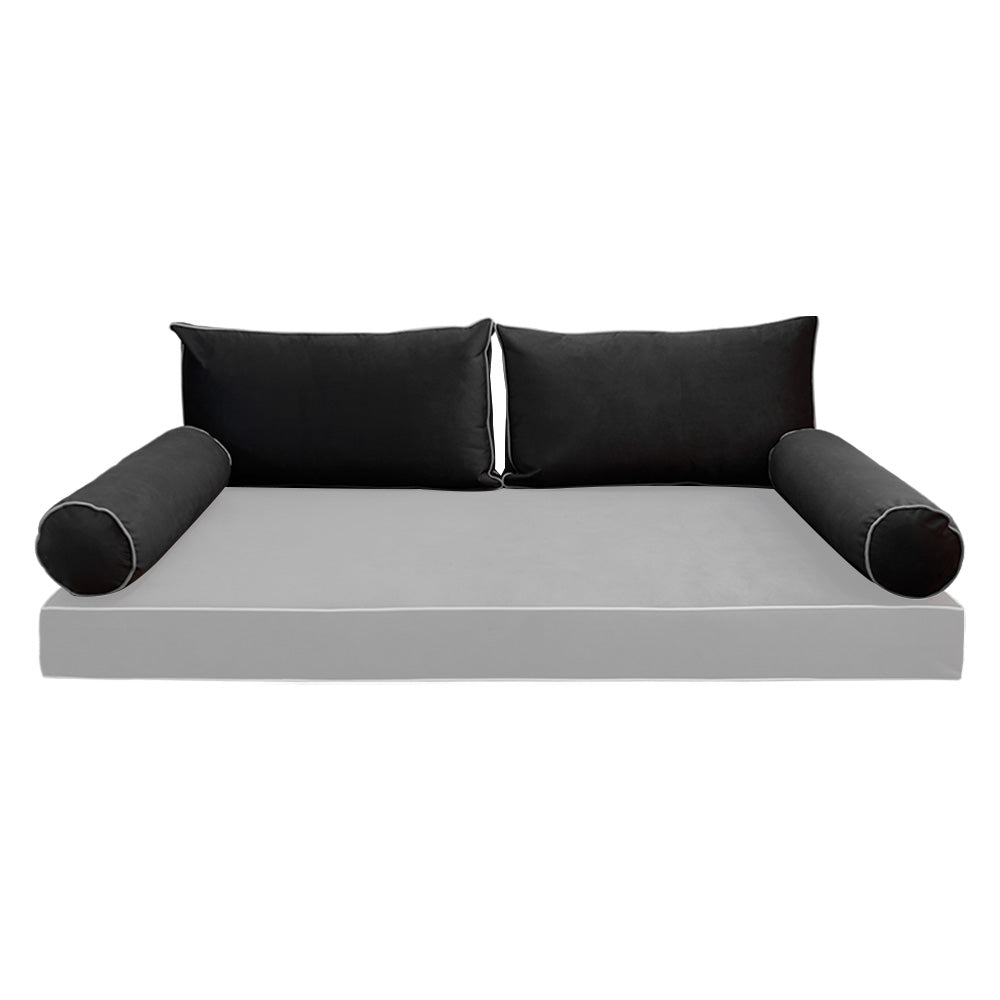STYLE V2 - Velvet Indoor Daybed Bolster Backrest Cushion Pillow |COVERS ONLY|