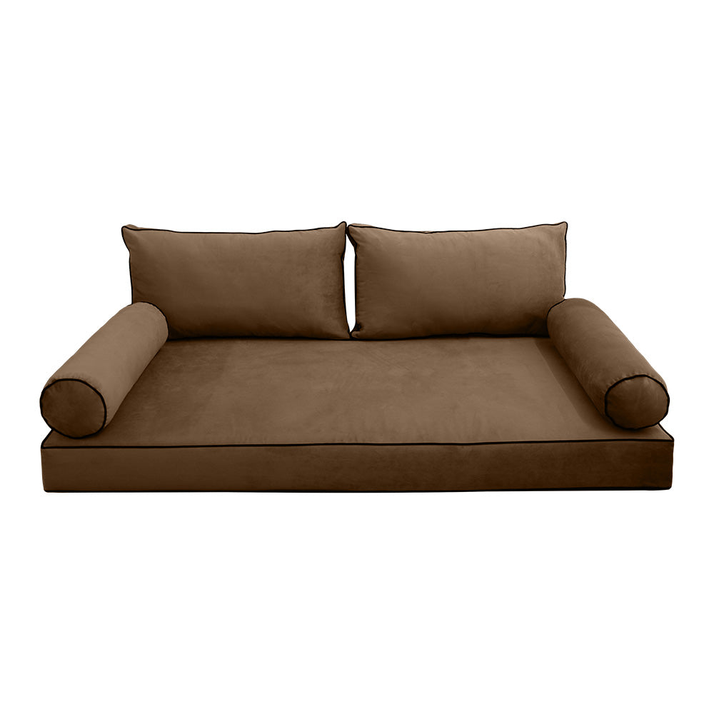 STYLE V2 - Velvet Indoor Daybed Mattress Bolster Backrest Cushion Pillow |COVERS ONLY|
