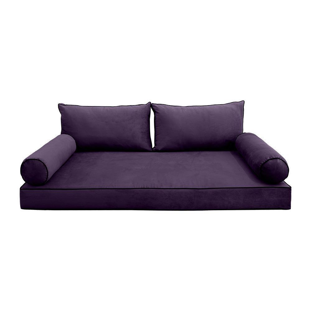 STYLE V2 - Velvet Indoor Daybed Mattress Bolster Backrest Cushion Pillow |COVERS ONLY|