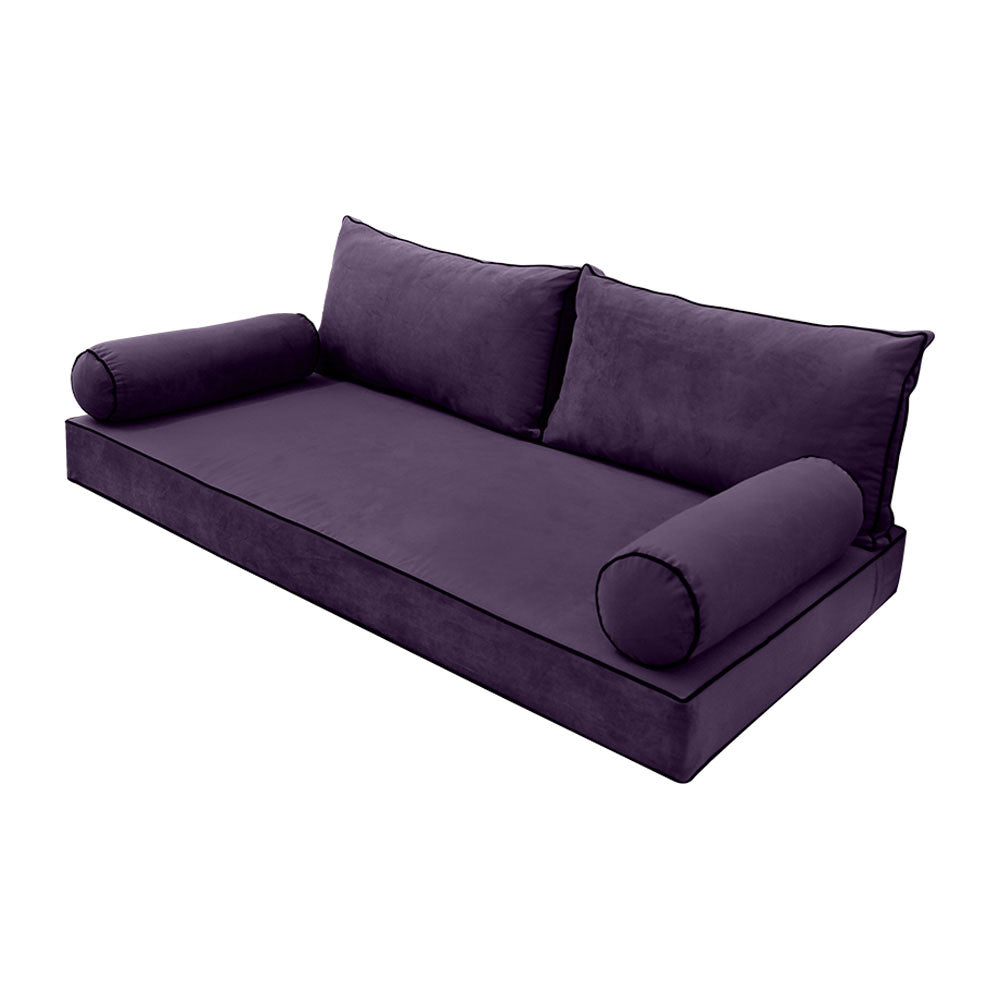 STYLE V2 - Velvet Indoor Daybed Mattress Bolster Backrest Cushion Pillow |COVERS ONLY|