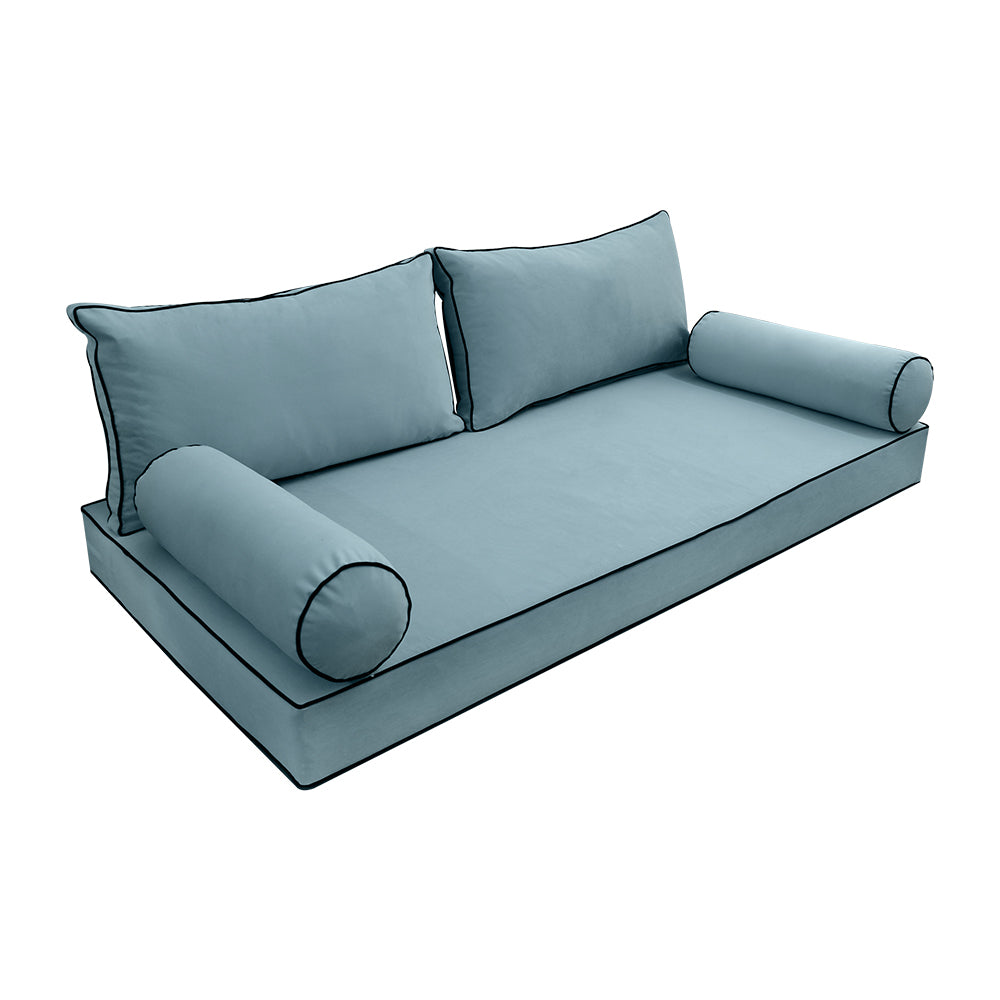 STYLE V2 - Velvet Indoor Daybed Mattress Bolster Backrest Cushion Pillow Complete Set