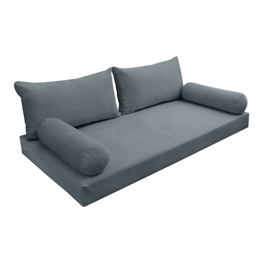 STYLE V2 - Velvet Indoor Daybed Mattress Bolster Backrest Cushion Pillow Complete Set