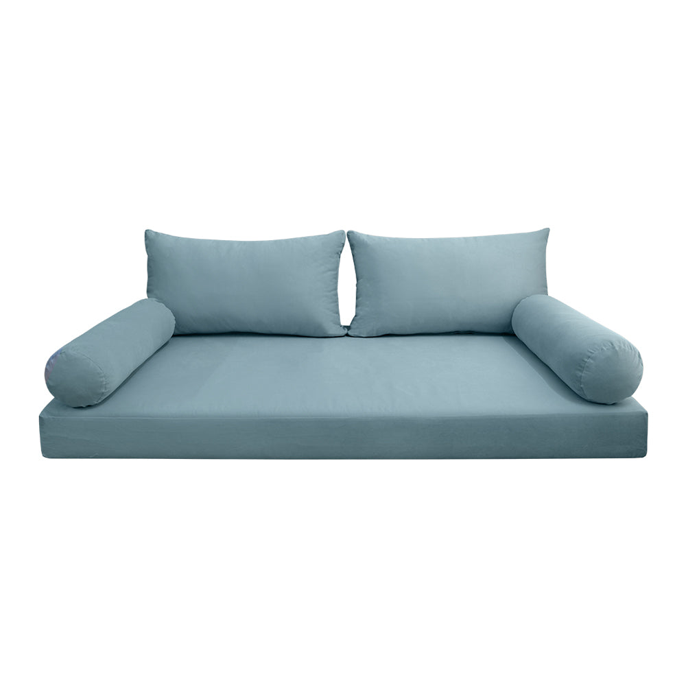 STYLE V2 - Velvet Indoor Daybed Mattress Bolster Backrest Cushion Pillow Complete Set