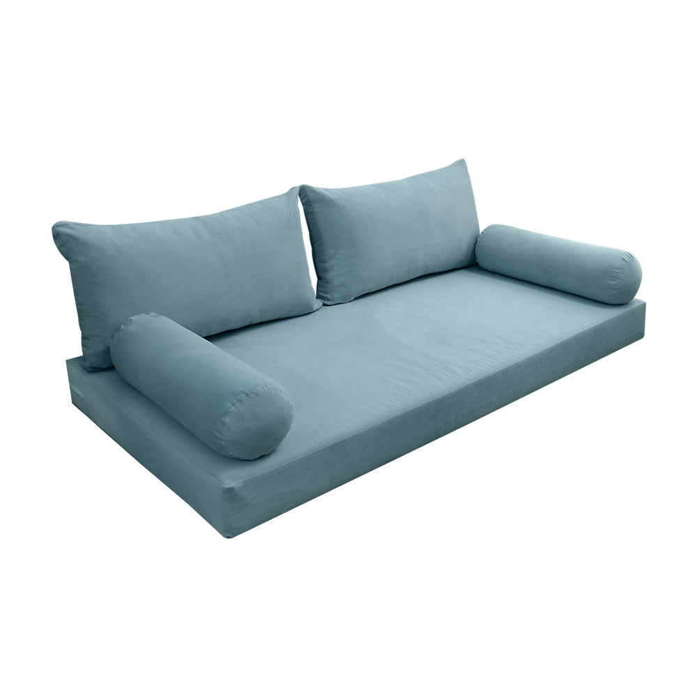 STYLE V2 - Velvet Indoor Daybed Mattress Bolster Backrest Cushion Pillow Complete Set