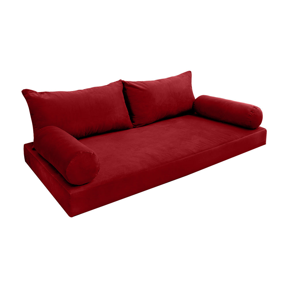 STYLE V2 - Velvet Indoor Daybed Mattress Bolster Backrest Cushion Pillow Complete Set