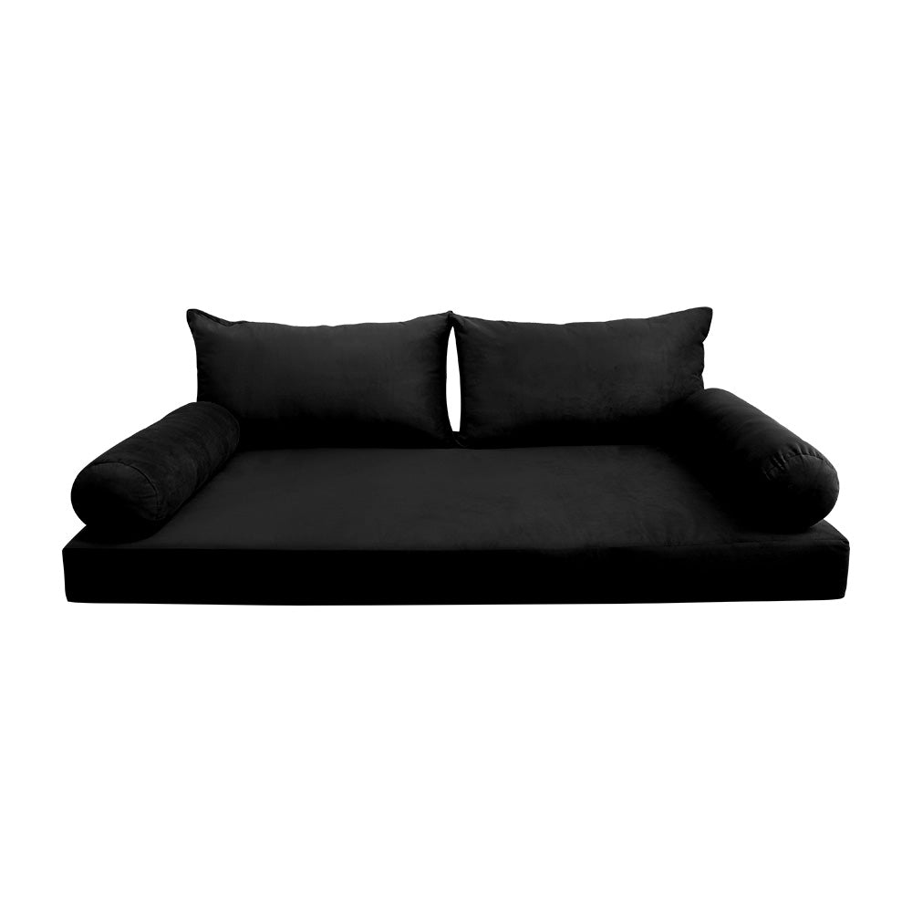 STYLE V2 - Velvet Indoor Daybed Mattress Bolster Backrest Cushion Pillow |COVERS ONLY|
