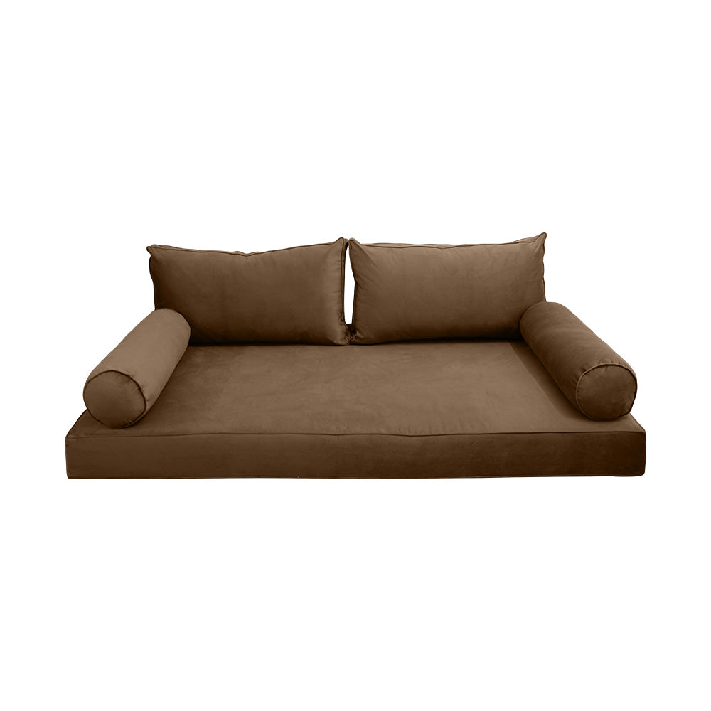 STYLE V2 - Velvet Indoor Daybed Mattress Bolster Backrest Cushion Pillow |COVERS ONLY|