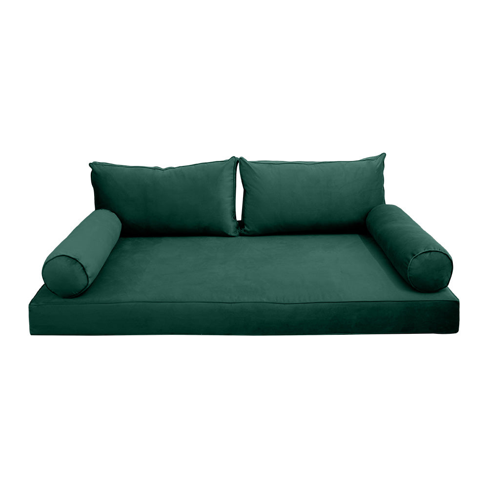STYLE V2 - Velvet Indoor Daybed Mattress Bolster Backrest Cushion Pillow |COVERS ONLY|