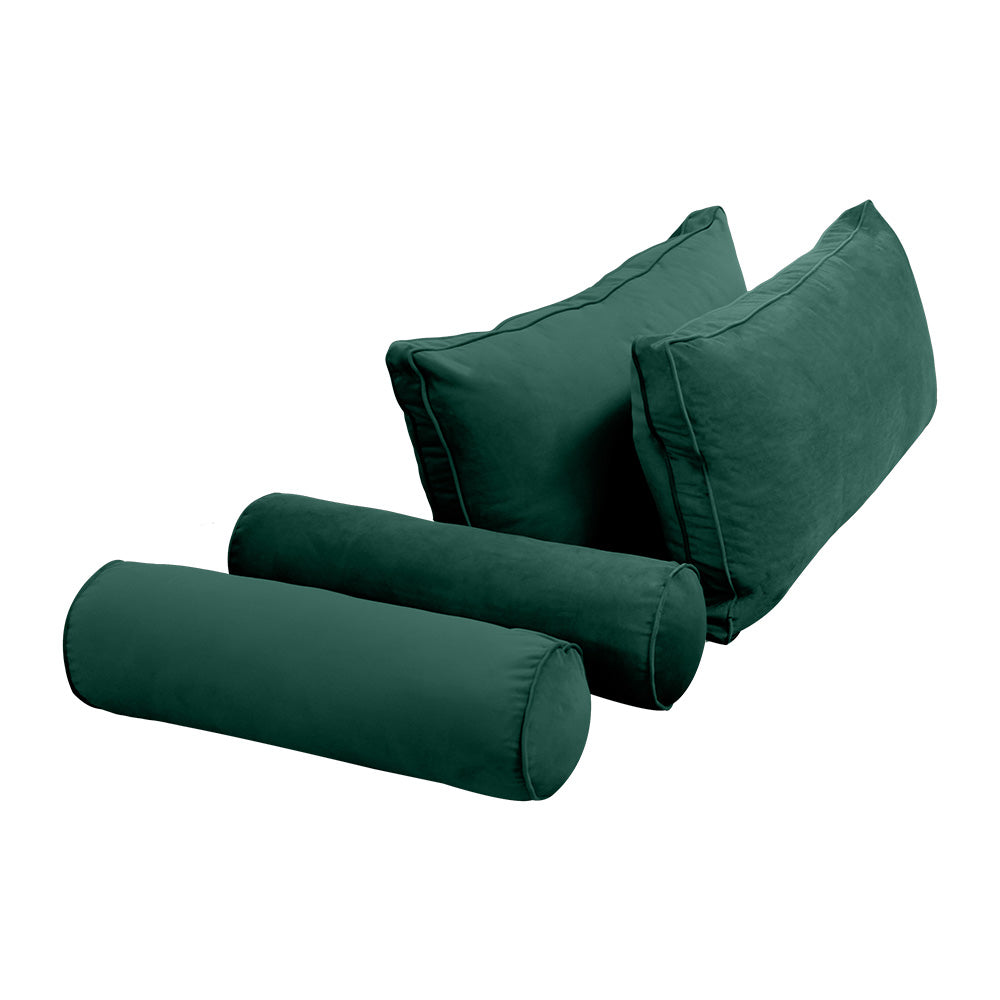 STYLE V2 - Velvet Indoor Daybed Mattress Bolster Backrest Cushion Pillow Complete Set