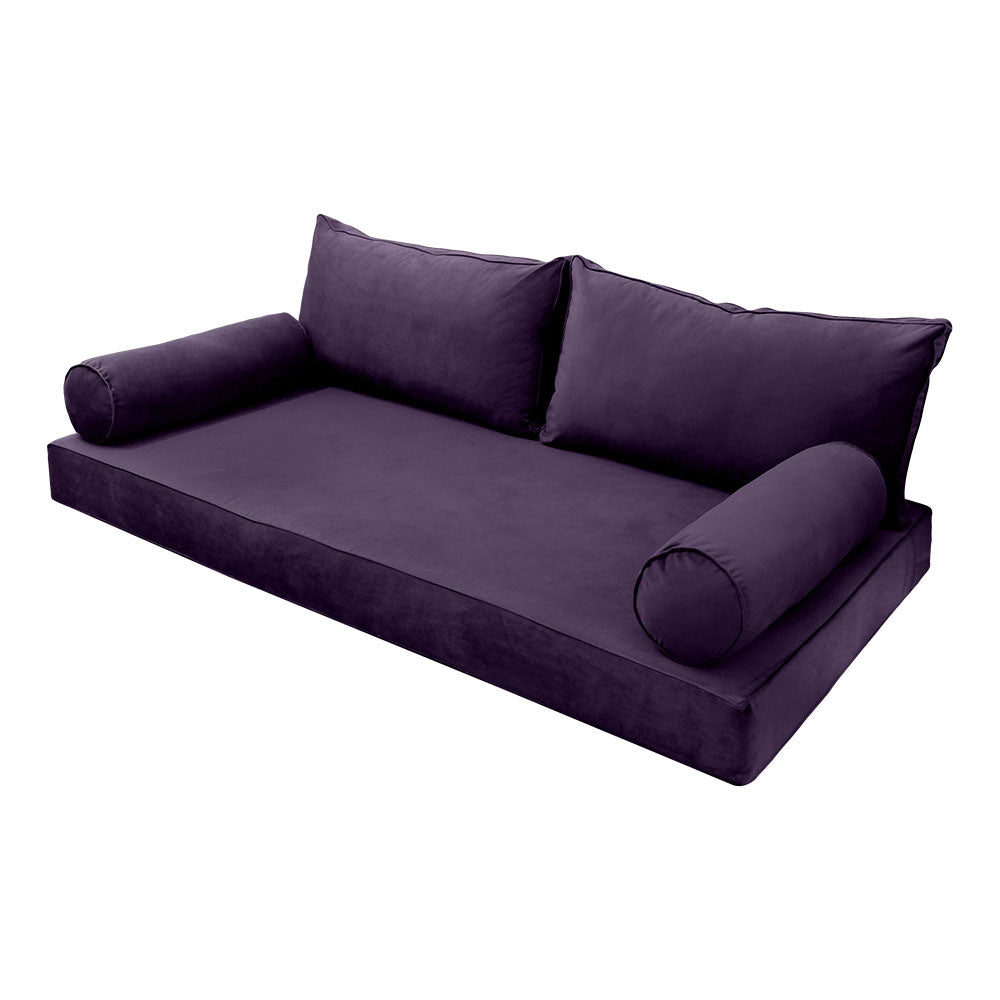 STYLE V2 - Velvet Indoor Daybed Mattress Bolster Backrest Cushion Pillow |COVERS ONLY|