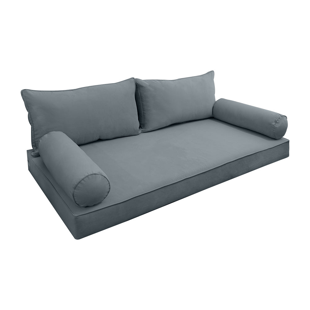 STYLE V2 - Velvet Indoor Daybed Mattress Bolster Backrest Cushion Pillow Complete Set