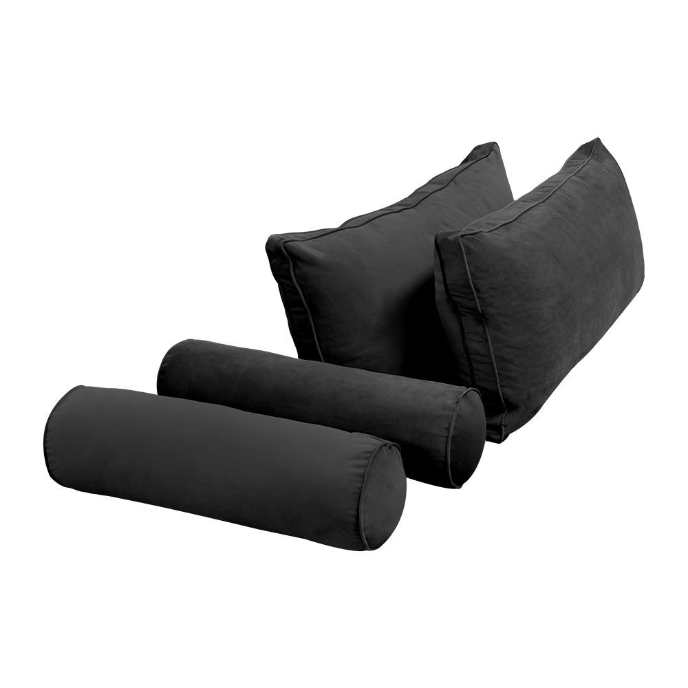 STYLE V2 - Velvet Indoor Daybed Mattress Bolster Backrest Cushion Pillow Complete Set