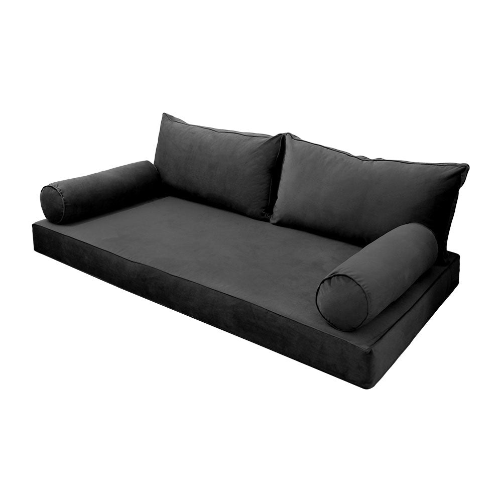 STYLE V2 - Velvet Indoor Daybed Mattress Bolster Backrest Cushion Pillow |COVERS ONLY|