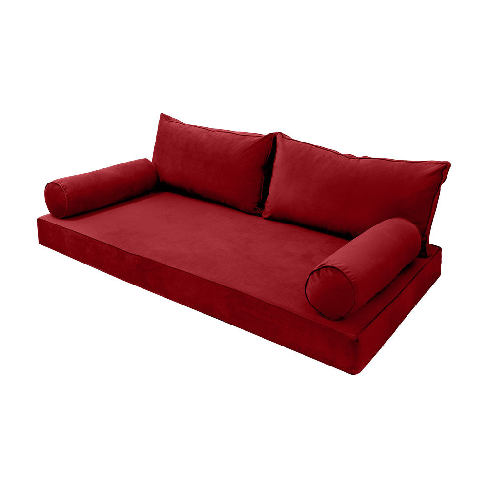 STYLE V2 - Velvet Indoor Daybed Mattress Bolster Backrest Cushion Pillow |COVERS ONLY|