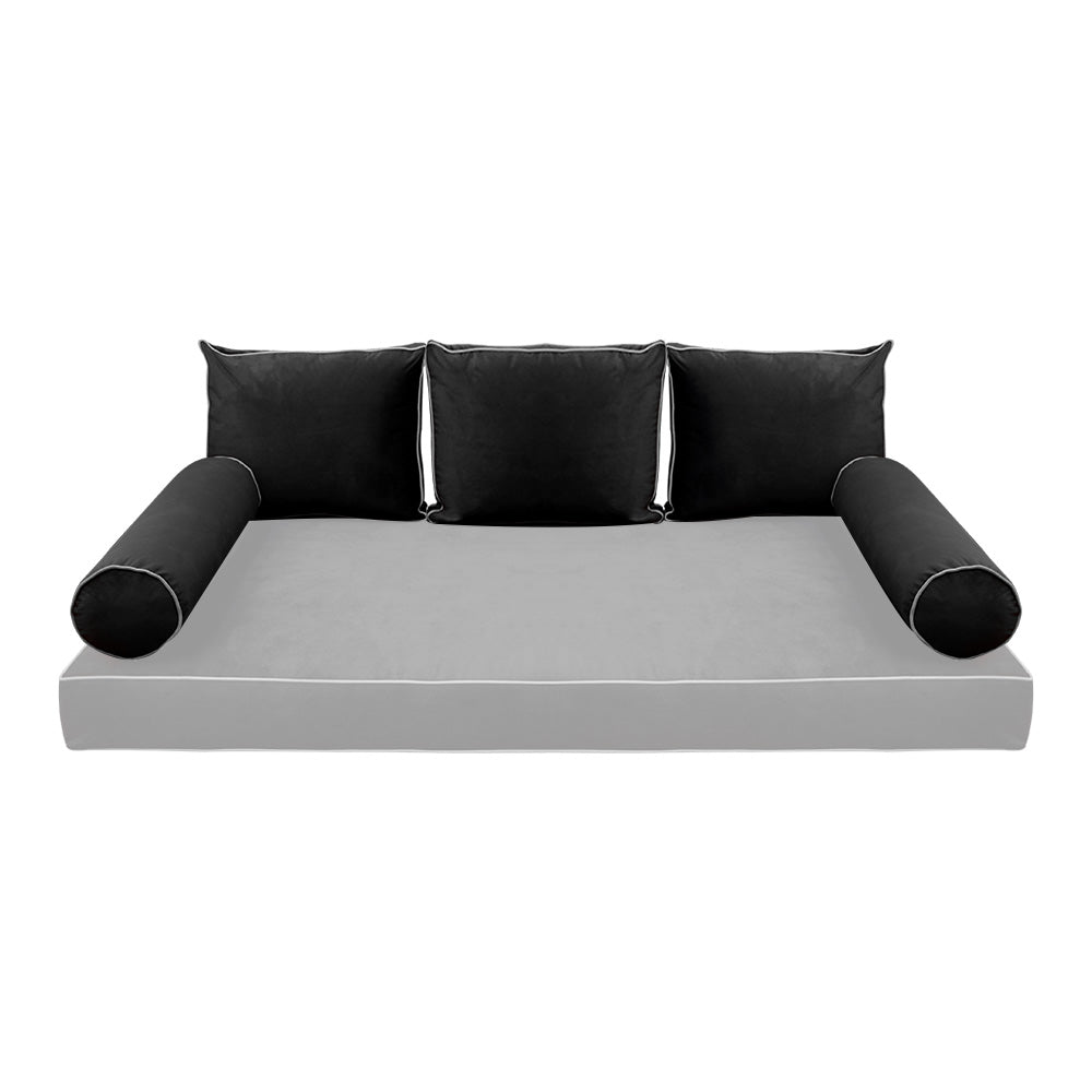 STYLE V3 - Velvet Indoor Daybed Bolster Backrest Cushion Pillow |COVERS ONLY|