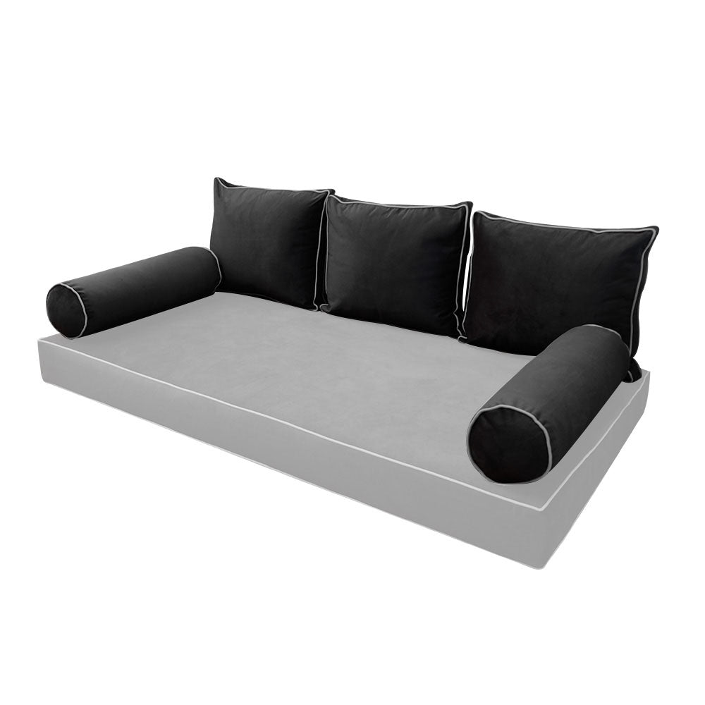 STYLE V3 - Velvet Indoor Daybed Bolster Backrest Cushion Pillow |COVERS ONLY|