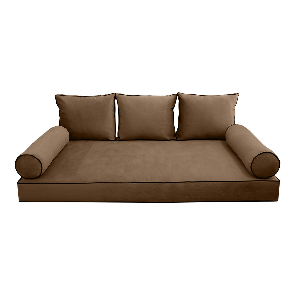STYLE V3 - Velvet Indoor Daybed Mattress Bolster Backrest Cushion Pillow |COVERS ONLY|