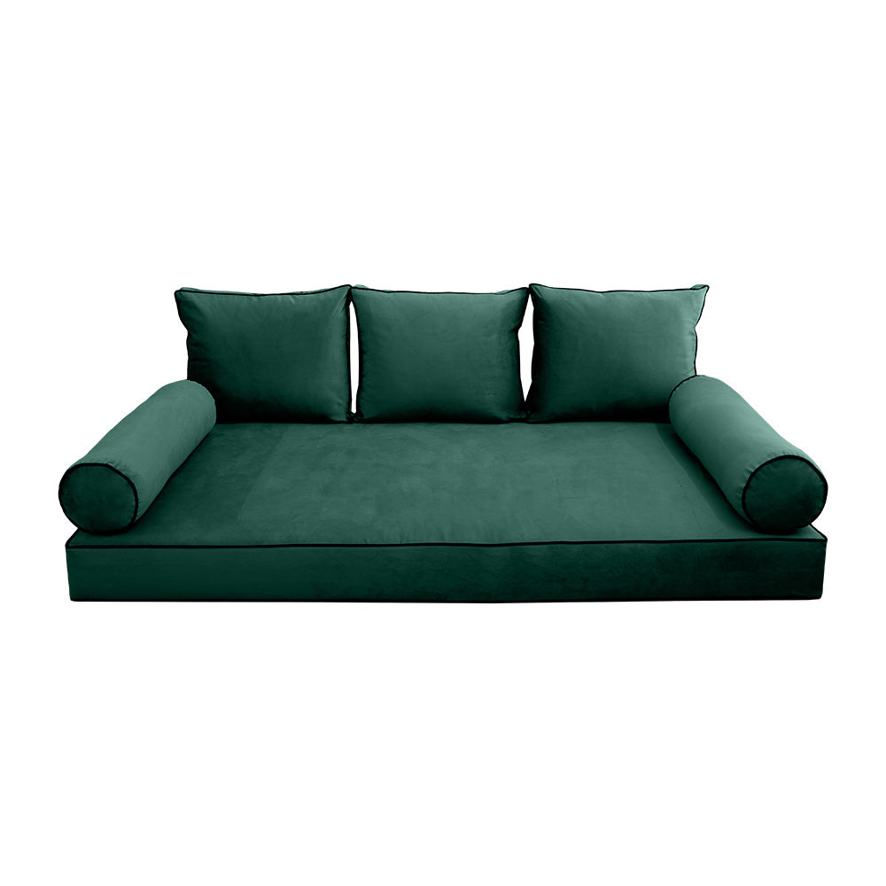 STYLE V3 - Velvet Indoor Daybed Mattress Bolster Backrest Cushion Pillow |COVERS ONLY|