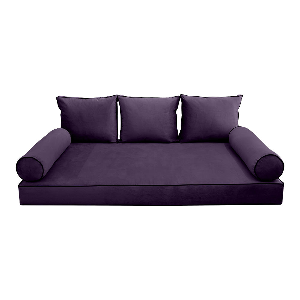 STYLE V3 - Velvet Indoor Daybed Mattress Bolster Backrest Cushion Pillow |COVERS ONLY|