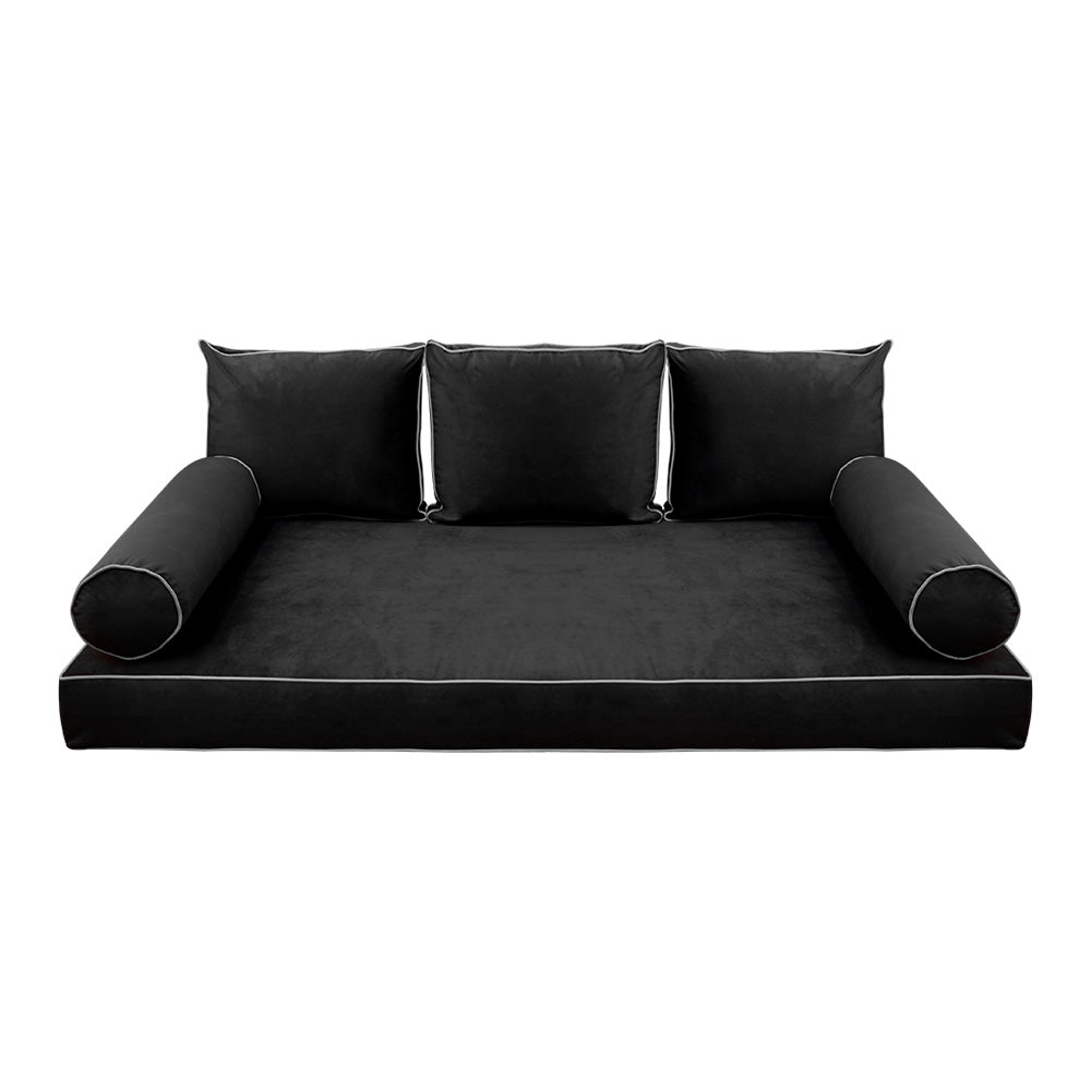 STYLE V3 - Velvet Indoor Daybed Mattress Bolster Backrest Cushion Pillow |COVERS ONLY|