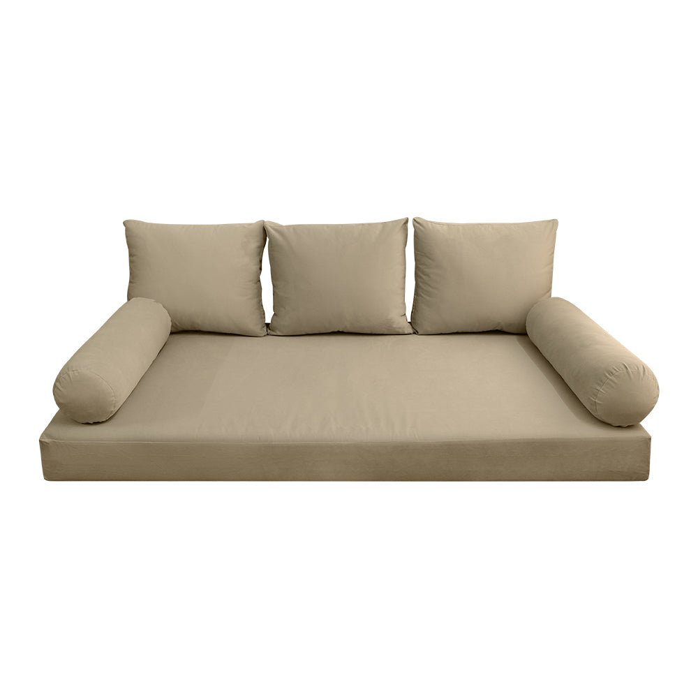 STYLE V3 - Velvet Indoor Daybed Mattress Bolster Backrest Cushion Pillow Complete Set