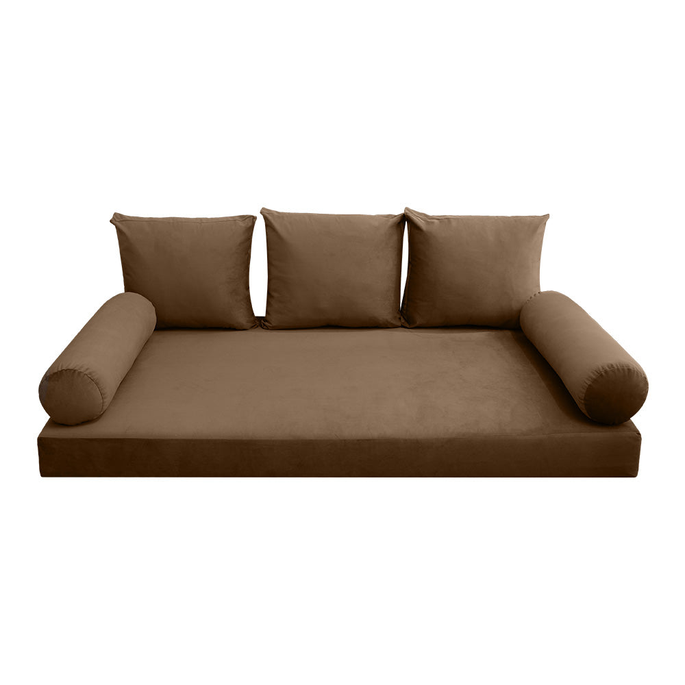 STYLE V3 - Velvet Indoor Daybed Mattress Bolster Backrest Cushion Pillow |COVERS ONLY|