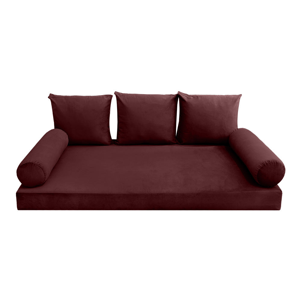 STYLE V3 - Velvet Indoor Daybed Mattress Bolster Backrest Cushion Pillow |COVERS ONLY|